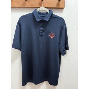 SMU MUSTANGS Polo Shirt Mens Medium Blue Golf Under Armour NCAA